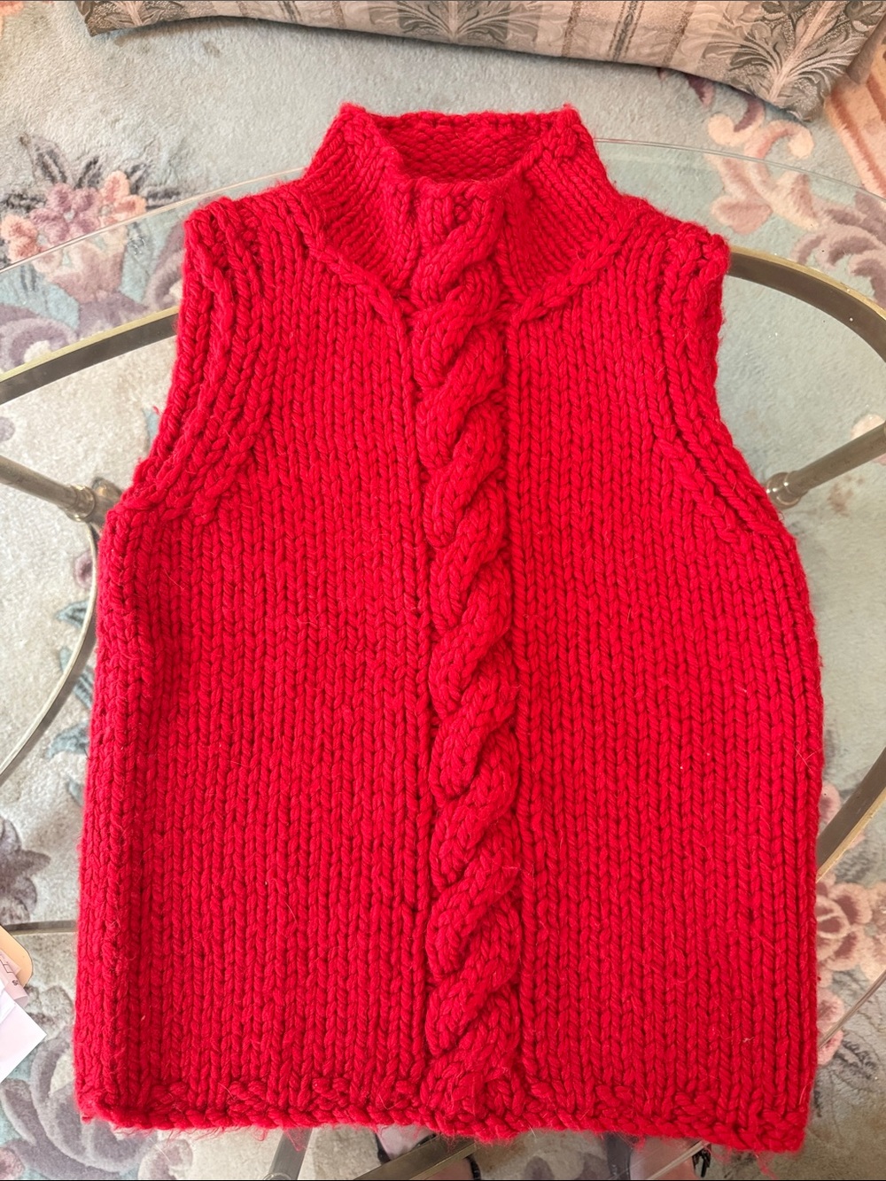 Vintage Ralph Lauren Plaid Label Hand Knit Heavy Red Vest Size Small Fabulous